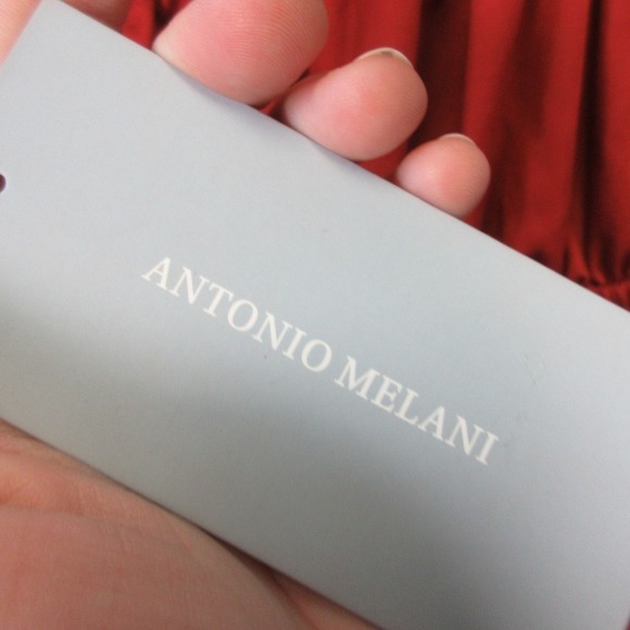 Antonio Melani Brick Beauty Smocked Blouse M Orange Puff Sleeve Preppy Chic 252 - Picture 6 of 10